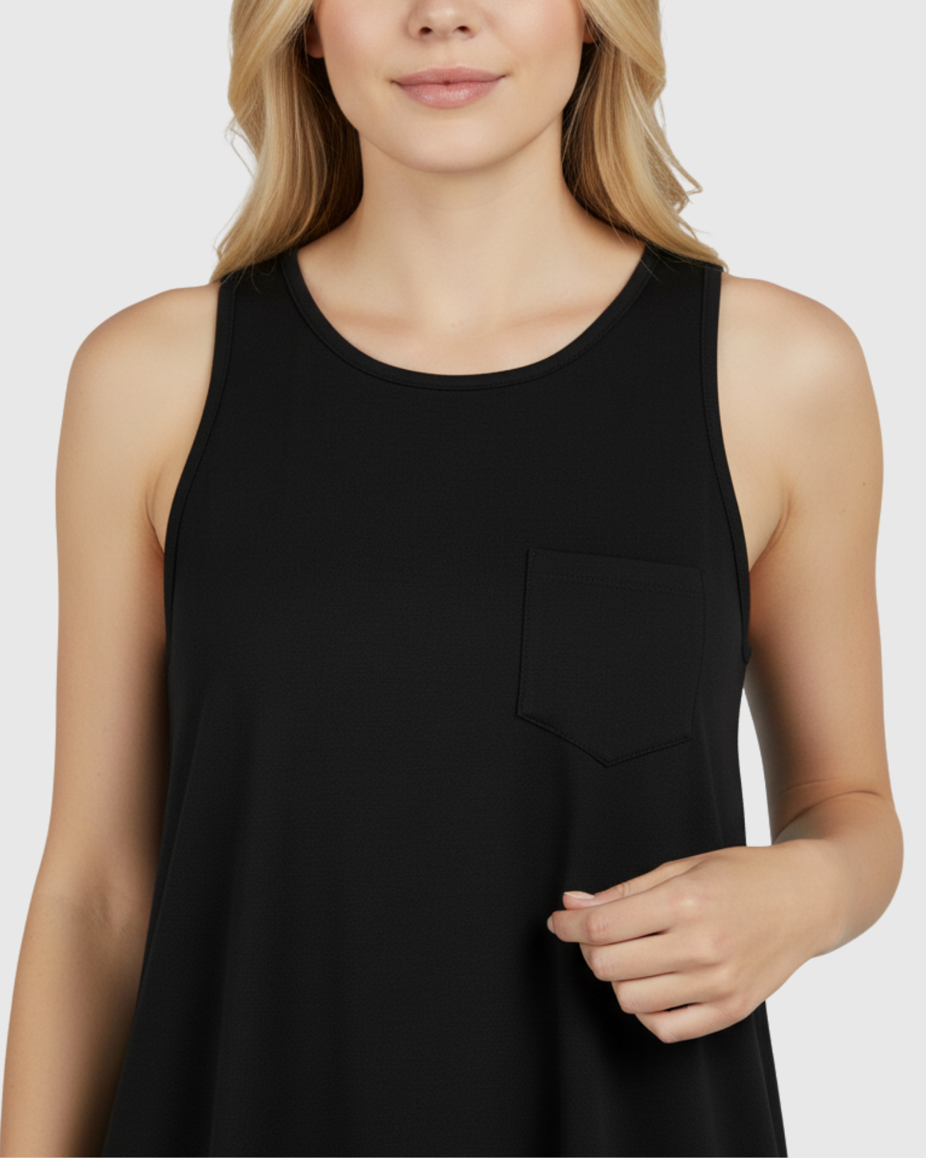 Blusa Regata Feminina Marialícia com Bolso Preta