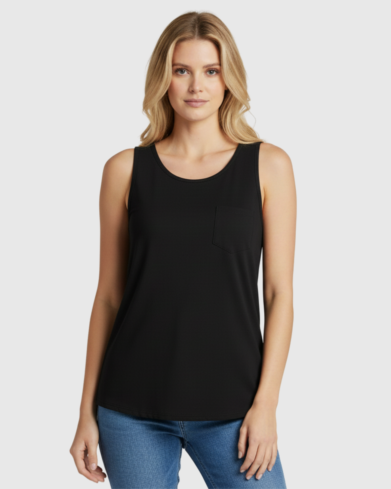 Blusa Regata Feminina Marialícia com Bolso Preta