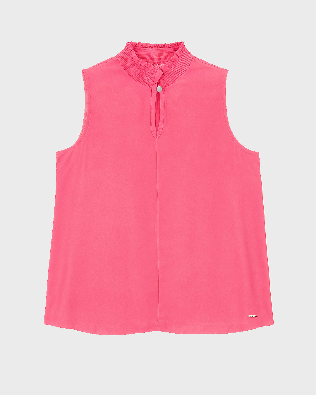 Blusa Feminina Rosa Chiclete Marialícia Sem Manga Gola Alta – 100% Viscose