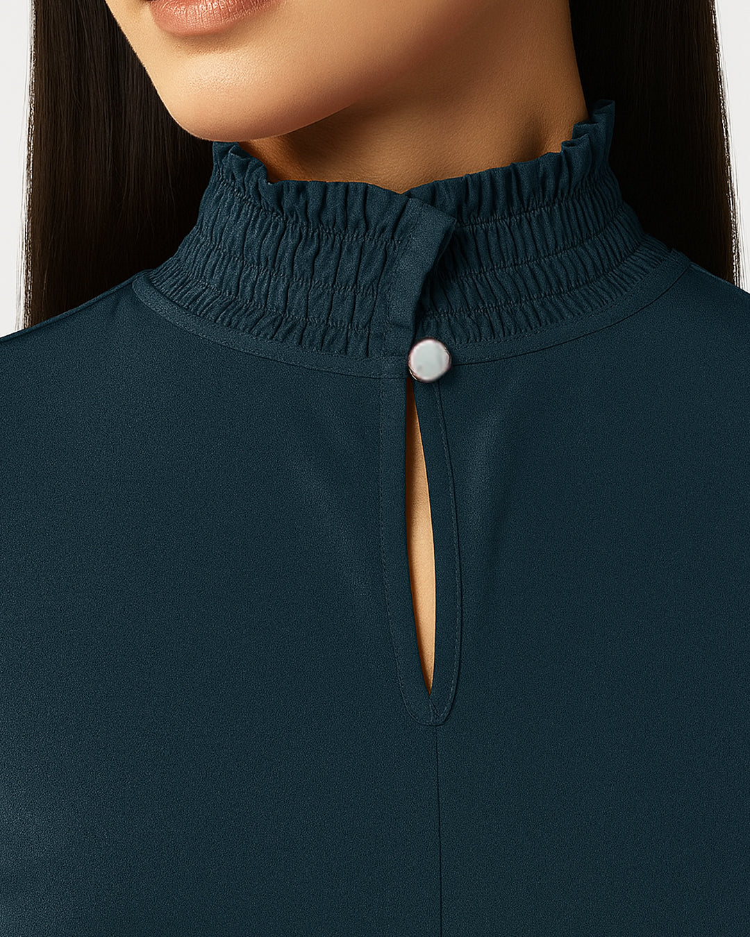 Blusa Verde Escuro Feminina Marialícia Sem Manga com Gola Alta