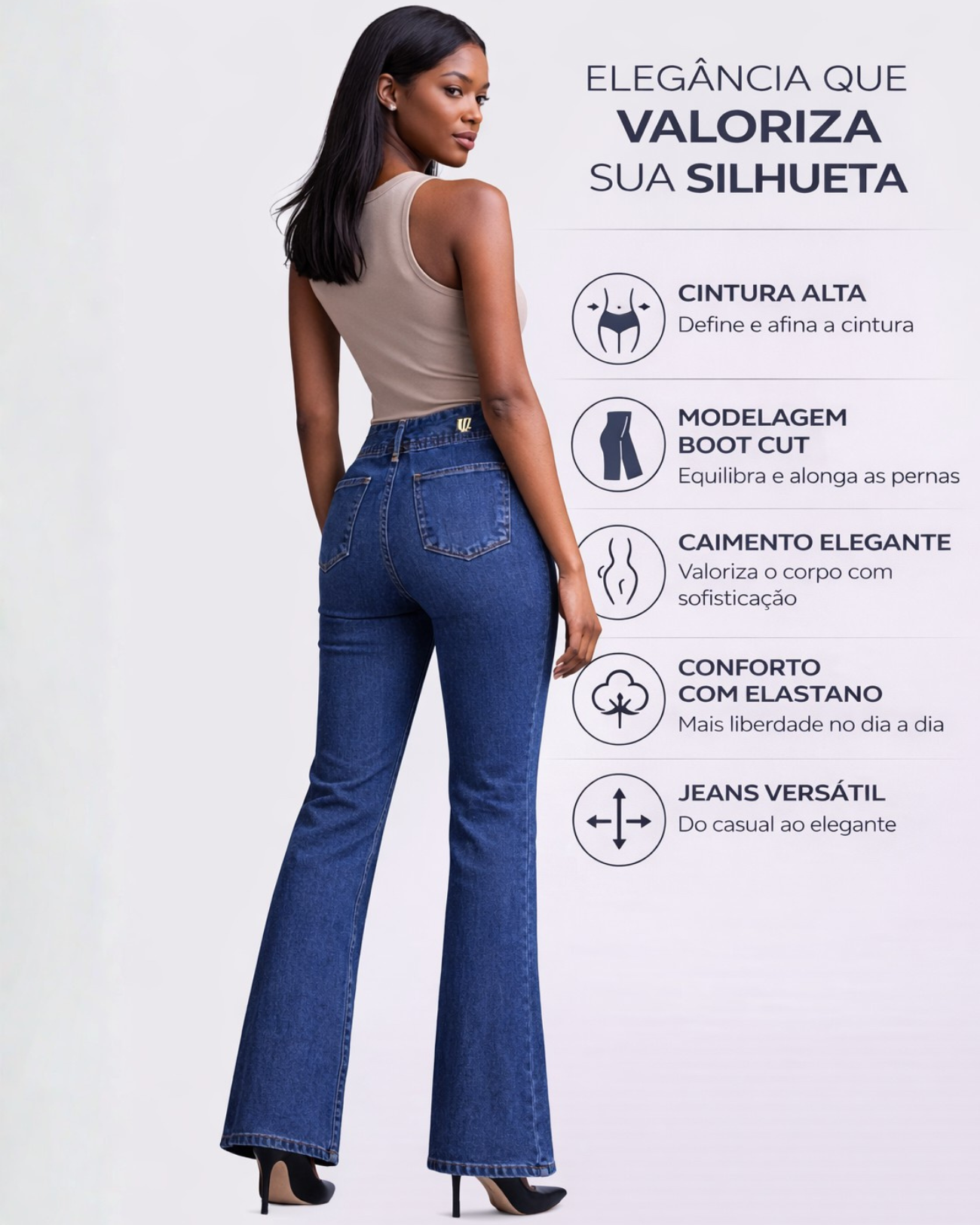Calça Jeans Boot Cut Cintura Alta Feminina – Recuzza