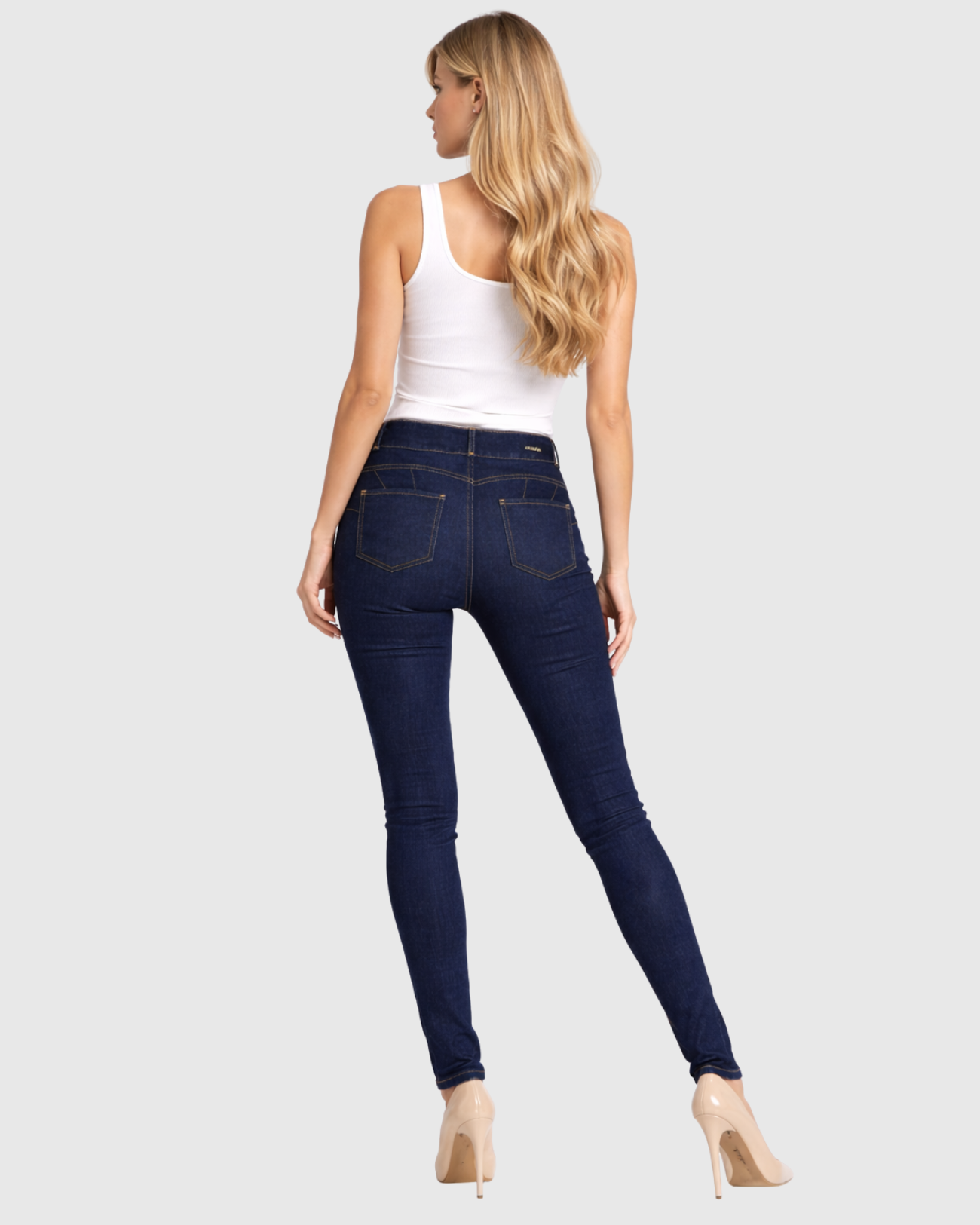 Calça Jeans Skinny Escura Cintura Alta Feminina – Recuzza