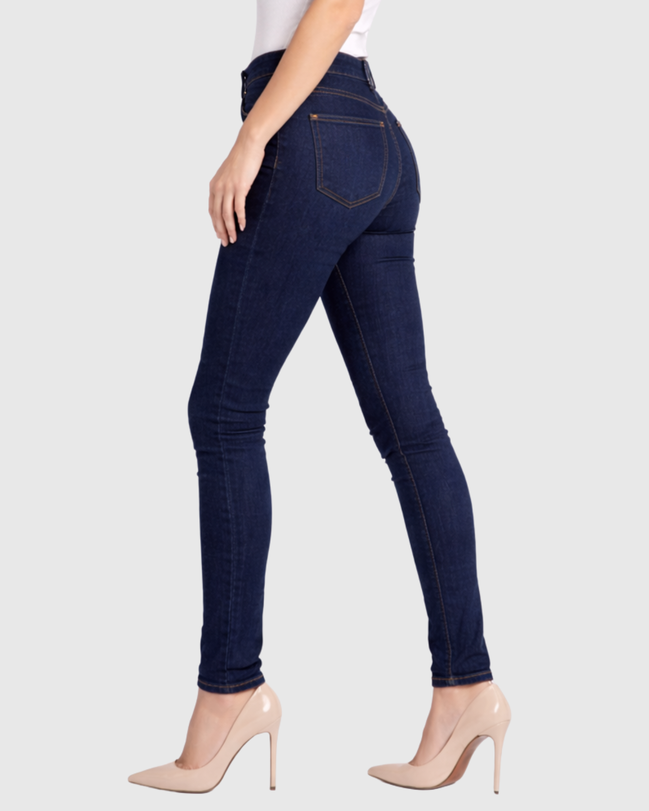 Calça Jeans Skinny Escura Cintura Alta Feminina – Recuzza