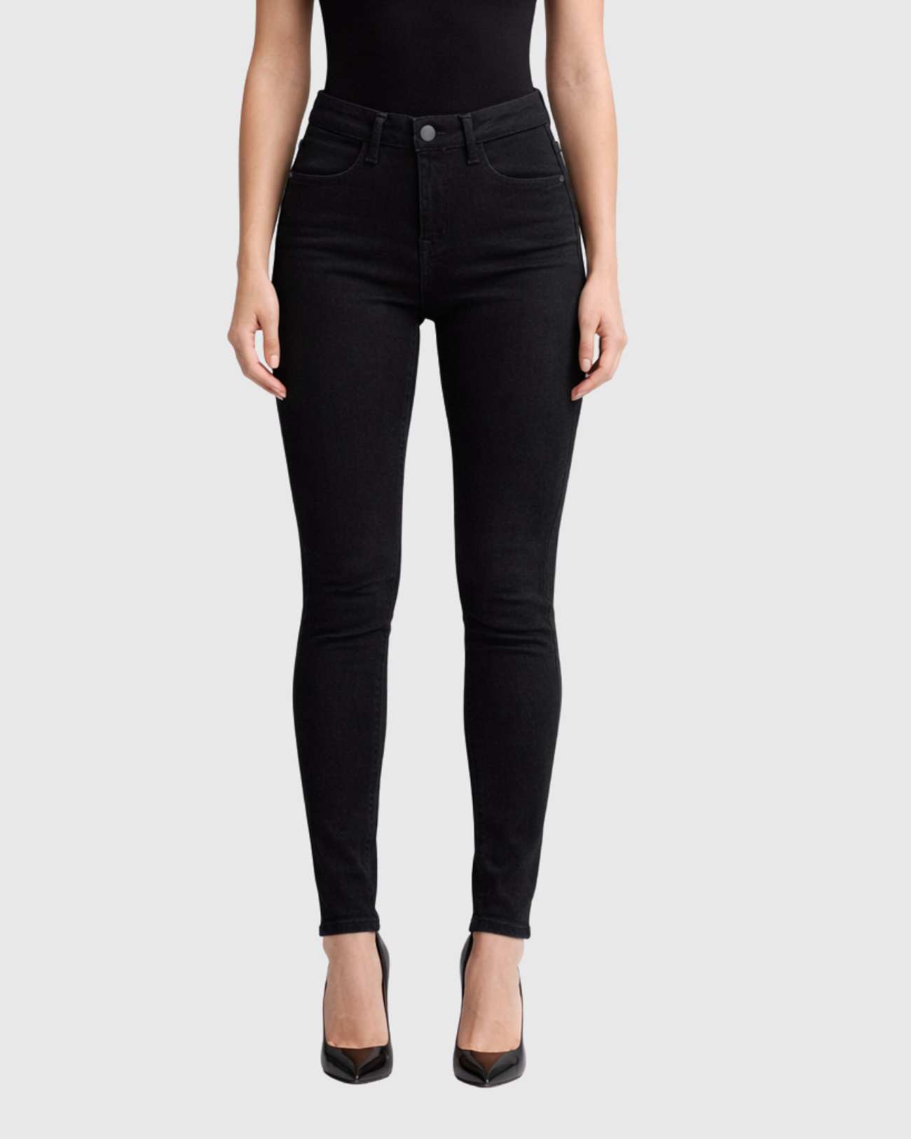 Calça Jeans Skinny Preta Cintura Alta Feminina – Recuzza
