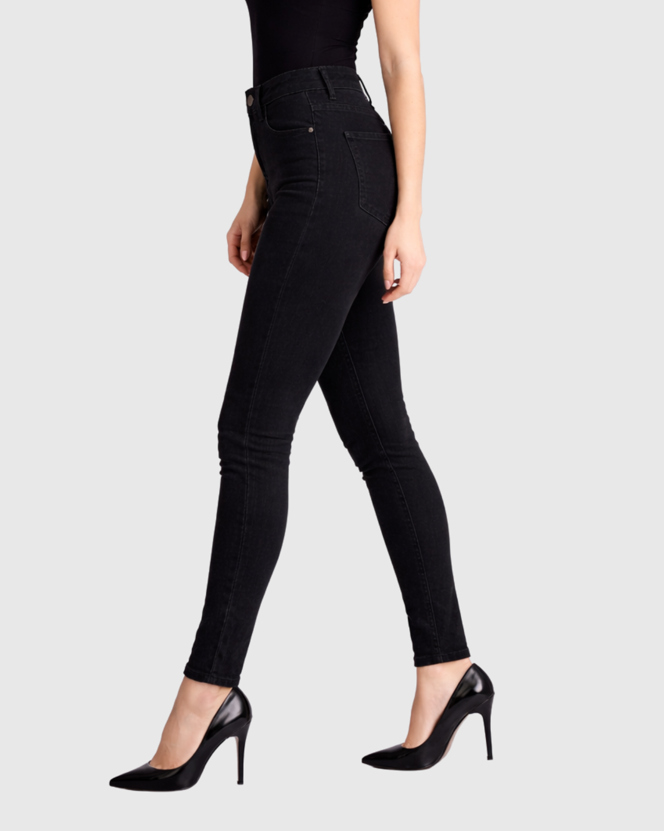 Calça Jeans Skinny Preta Cintura Alta Feminina – Recuzza