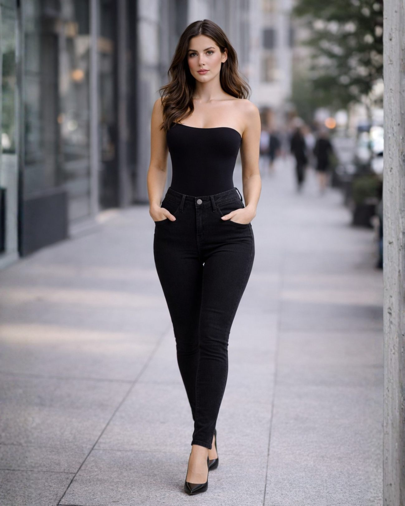 Calça Jeans Skinny Preta Cintura Alta Feminina – Recuzza