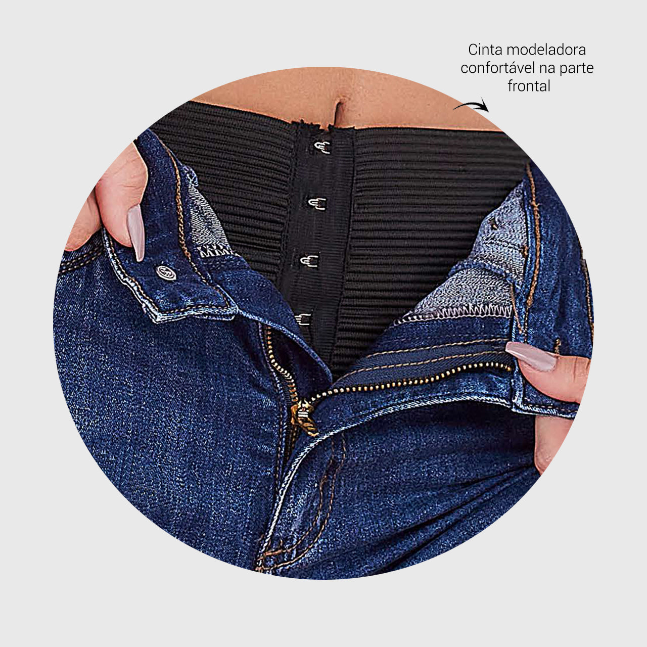 Calça Oppnus Jeans Skinny Cintura Alta Chapa Barriga -