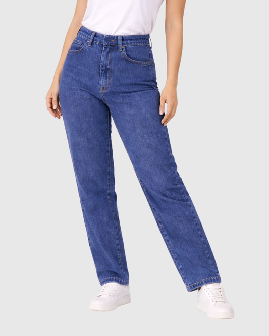 Calça Mom Jeans Oppnus Feminina Cintura Alta com Modelagem Larga
