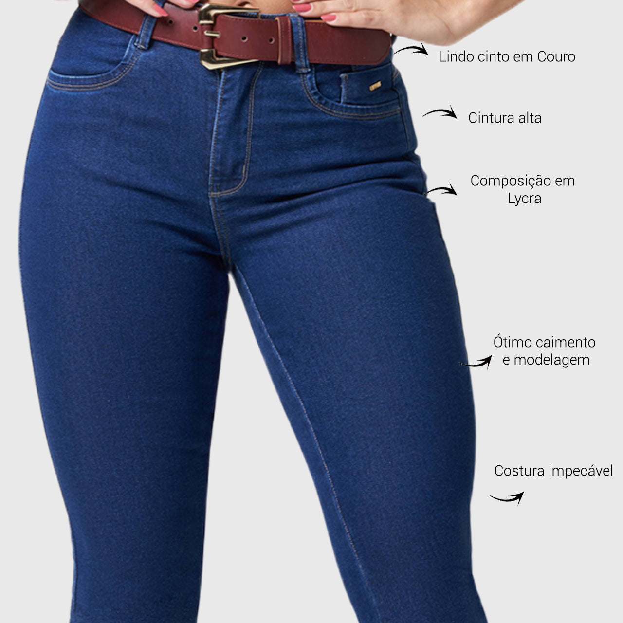 Calça Oppnus Bootcut Jeans Cintura Alta com Cinto -