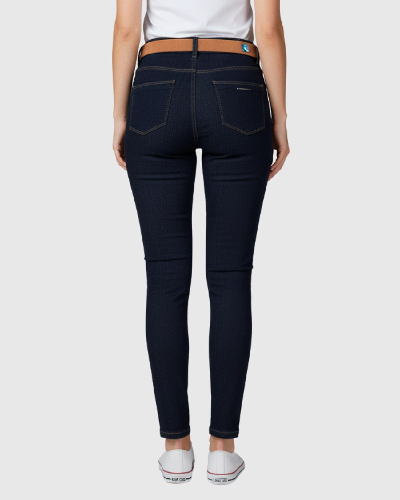 Calça Skinny Cintura Alta com Cinto – Oppnus Jeans Azul