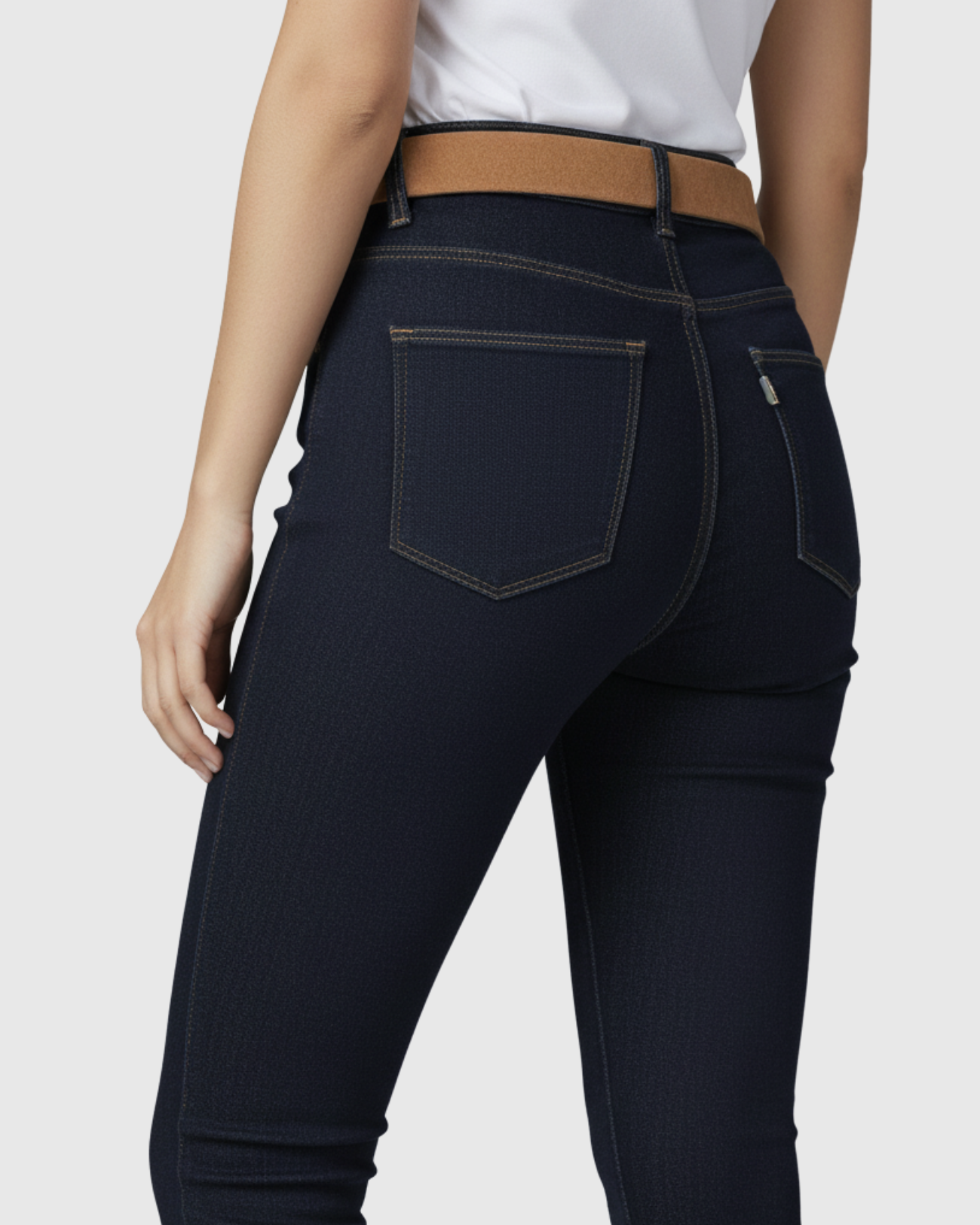 Calça Skinny Cintura Alta com Cinto – Oppnus Jeans Azul