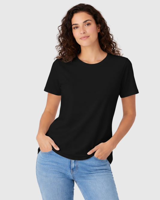 Camiseta Básica Feminina Marialícia Algodão Preta