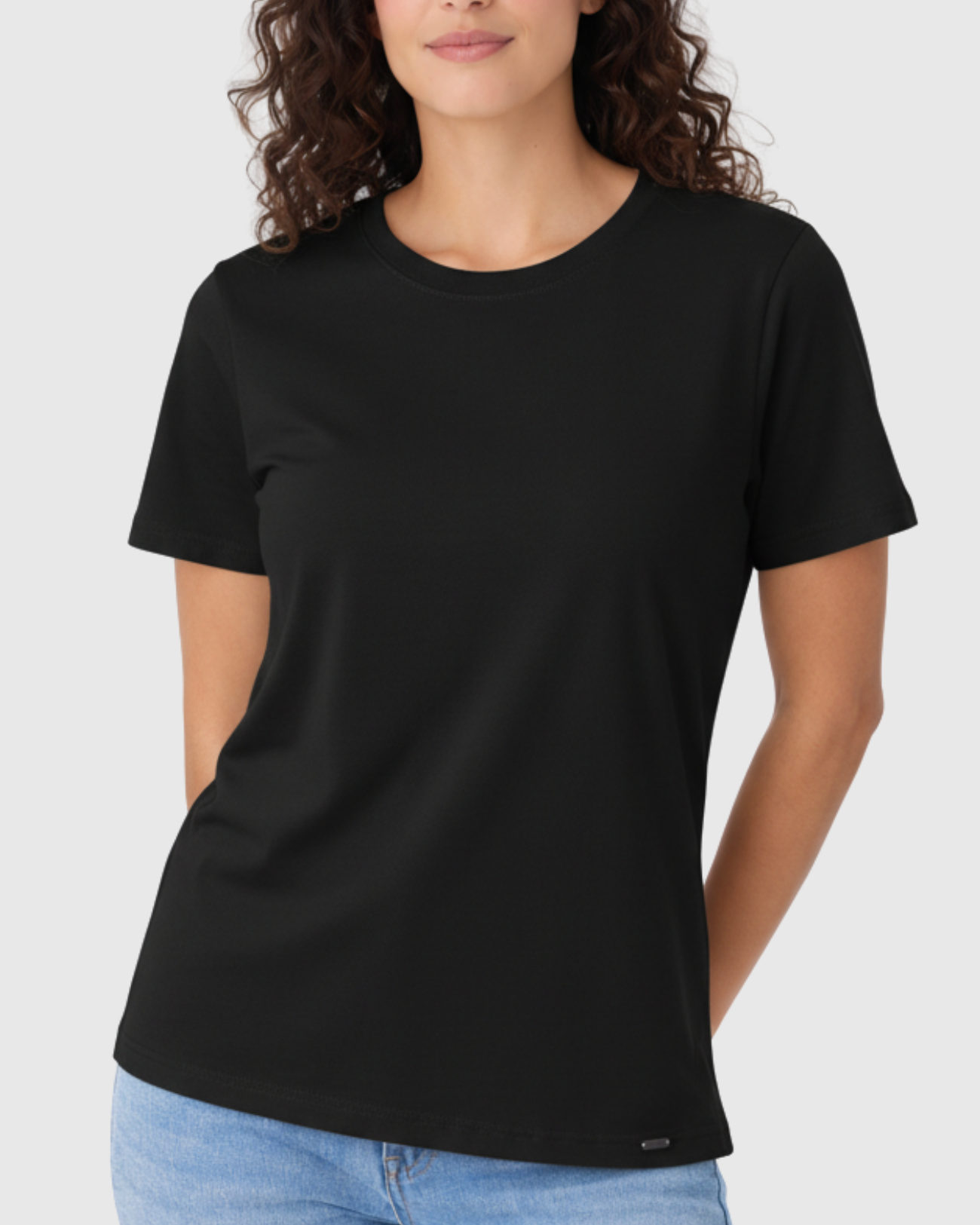 Camiseta Básica Feminina Marialícia Algodão Preta -
