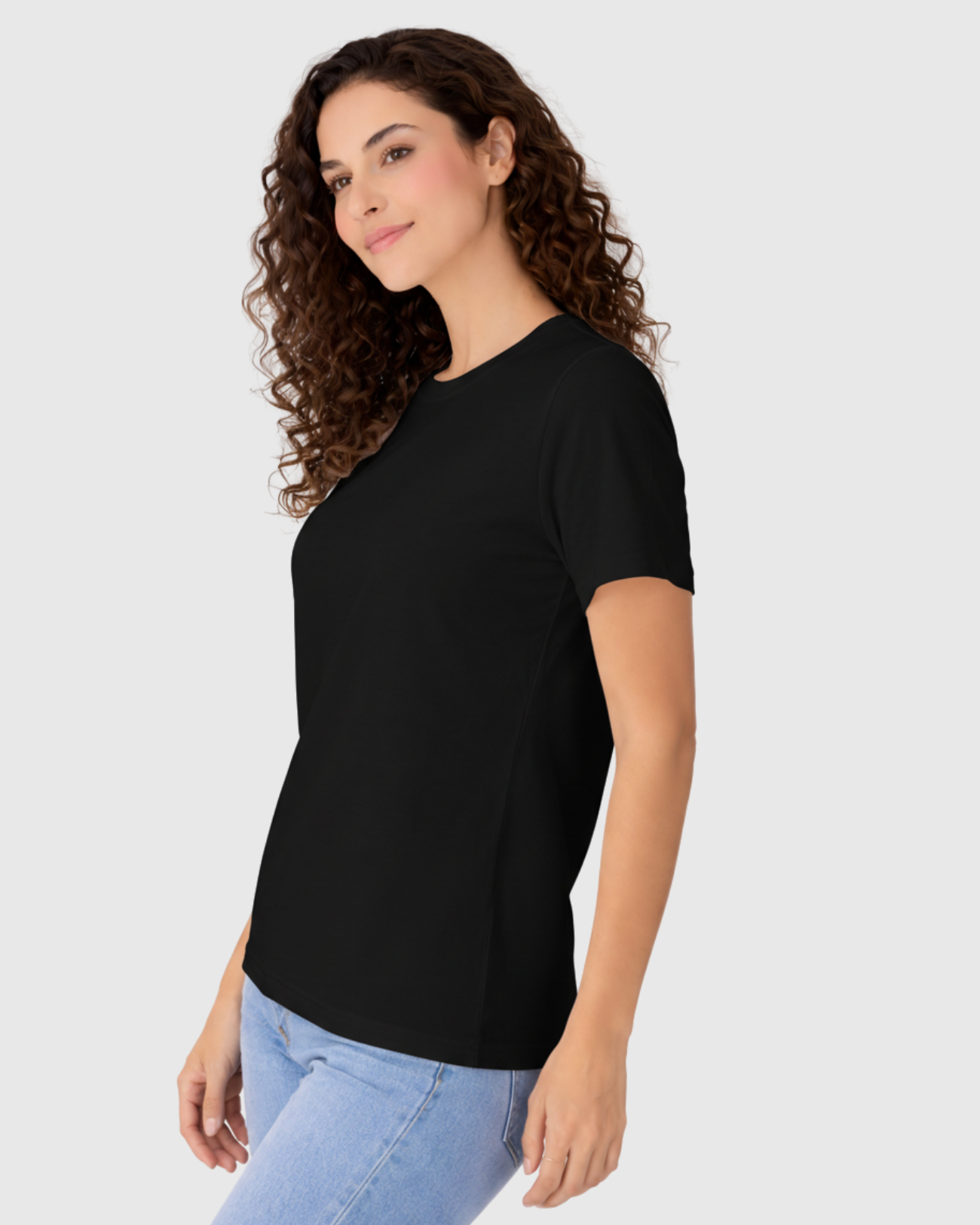 Camiseta Básica Feminina Marialícia Algodão Preta -