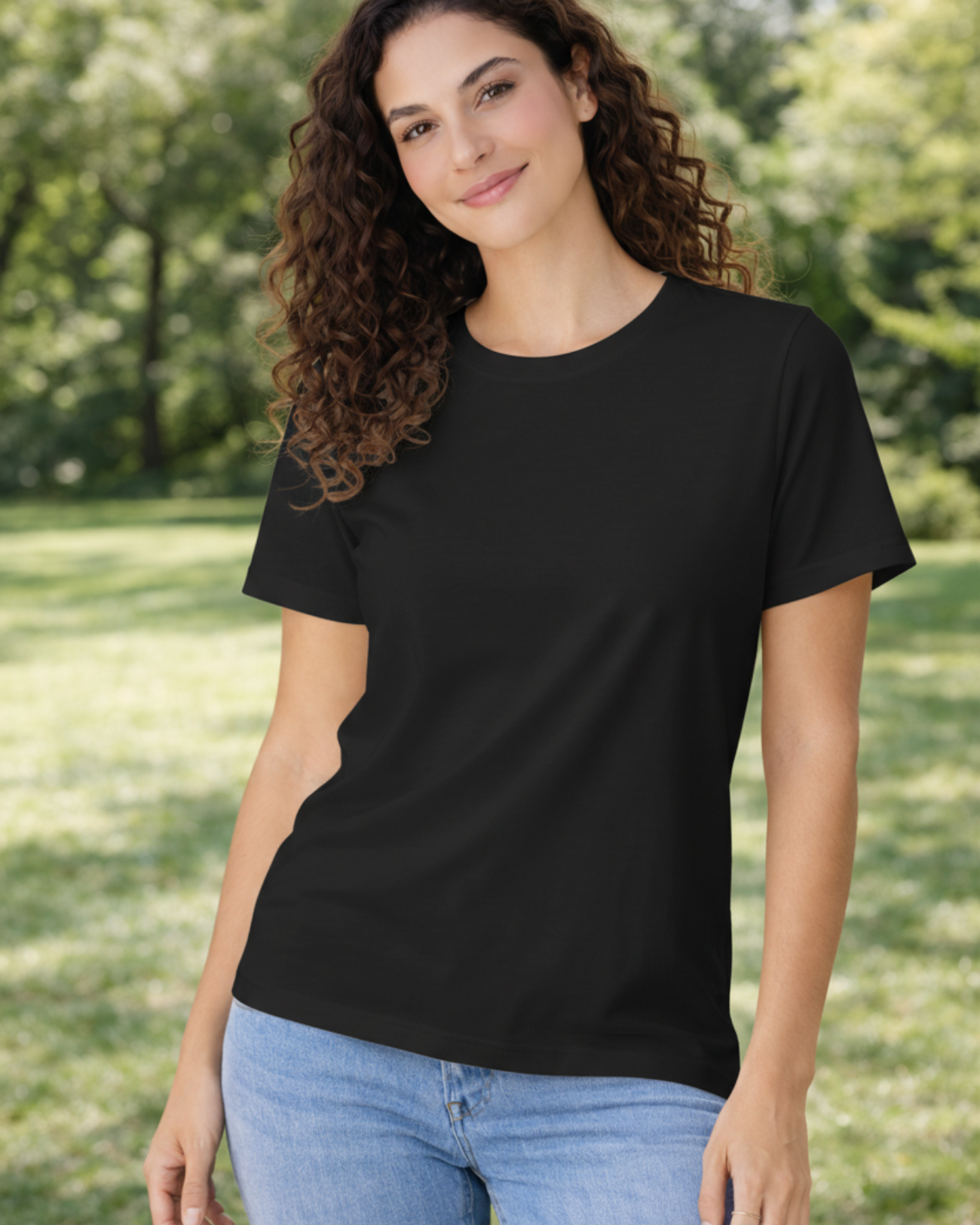Camiseta Básica Feminina Marialícia Algodão Preta -