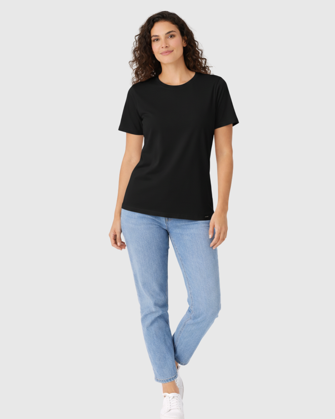 Camiseta Básica Feminina Marialícia Algodão Preta -