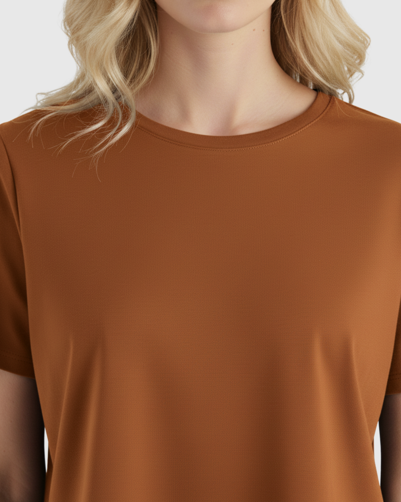 Camiseta Cropped Básica Feminina Marialícia Manga Curta Marrom
