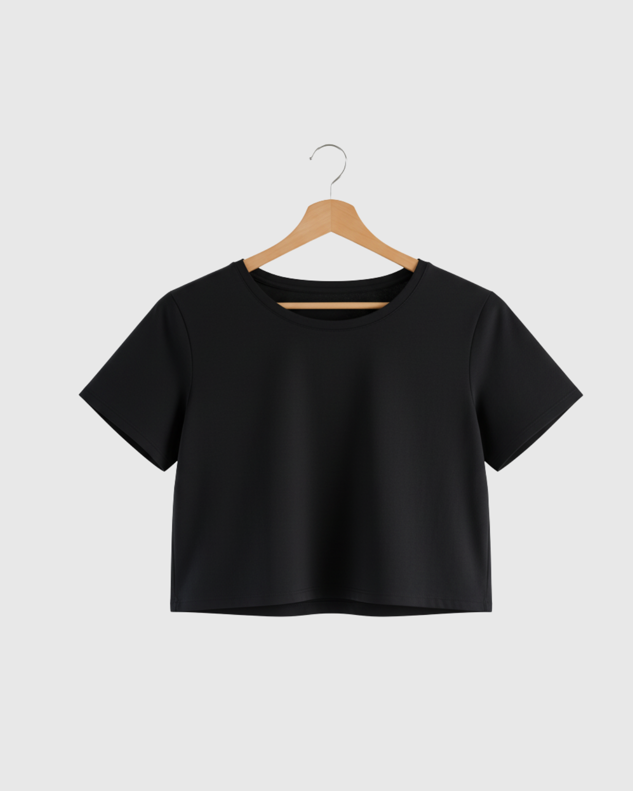 Camiseta Cropped Básica Feminina Preta em Algodão – Marialícia -