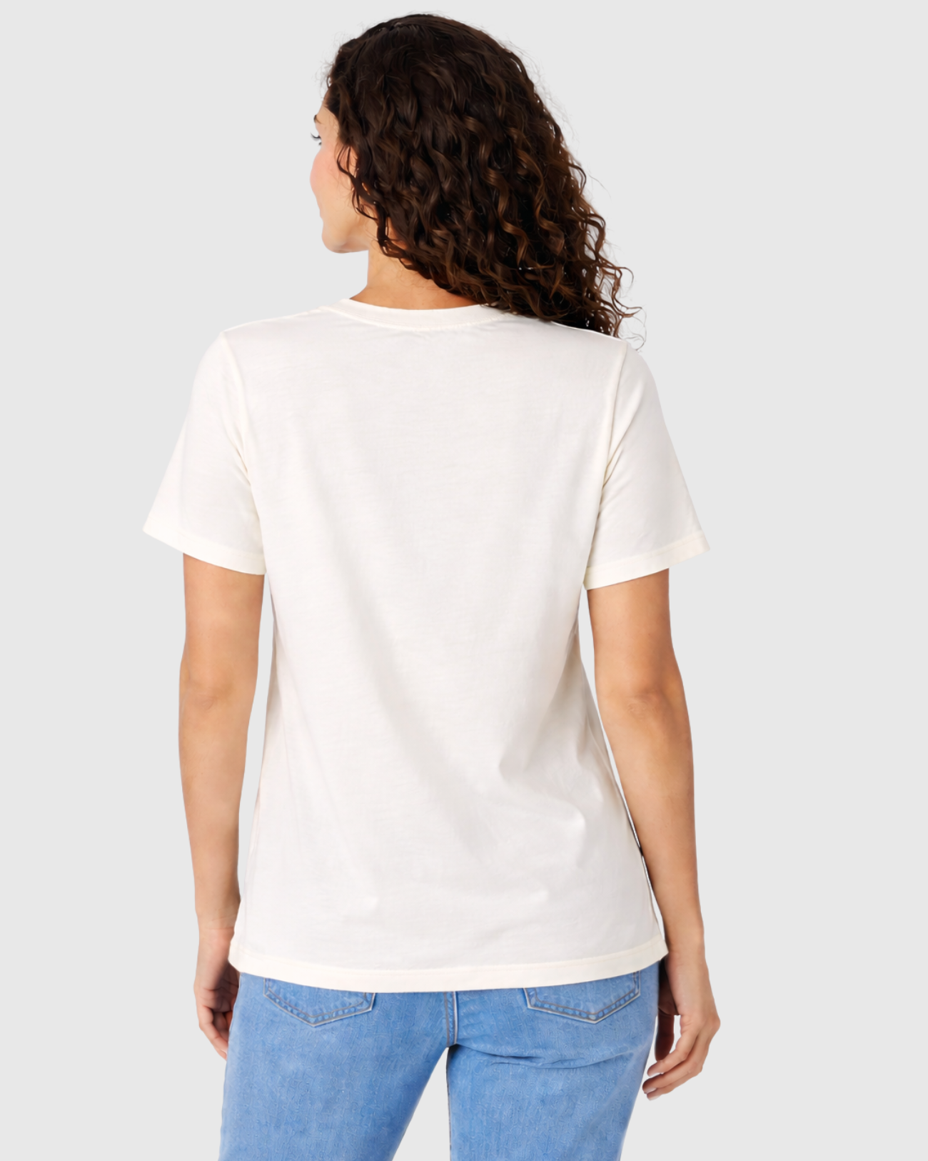Camiseta Marialícia Básica Feminina Manga Curta Algodão Off White -