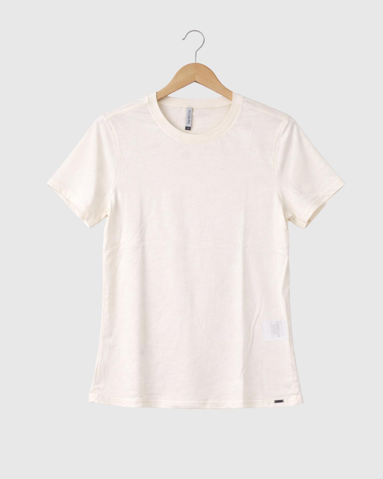 Camiseta Marialícia Básica Feminina Manga Curta Algodão Off White -