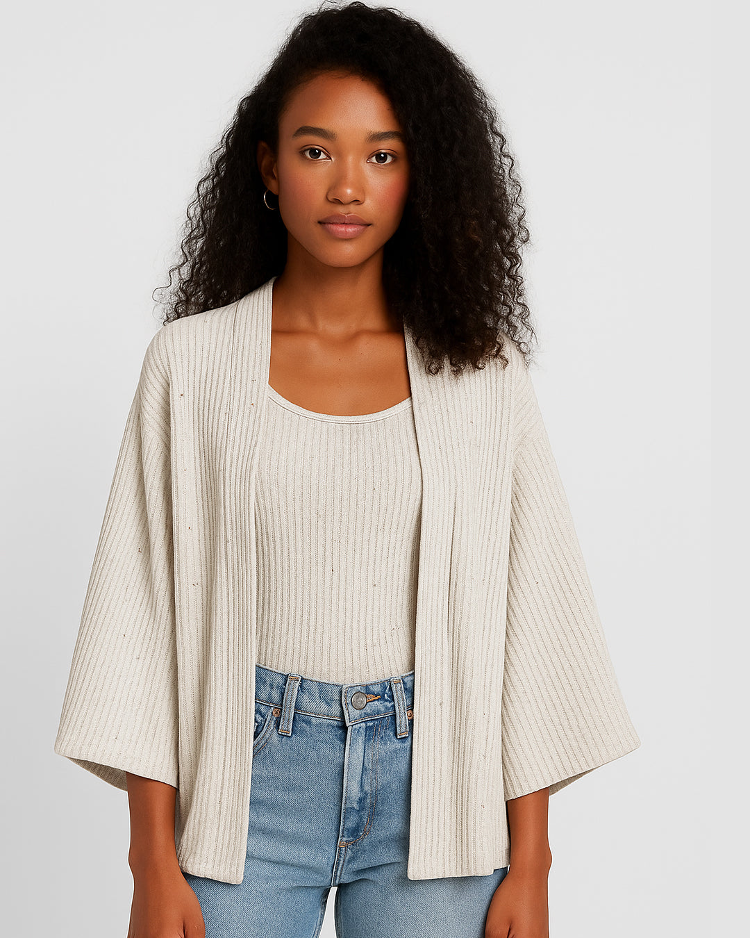 Conjunto Feminino Marialícia Regata + Cardigan Off-White