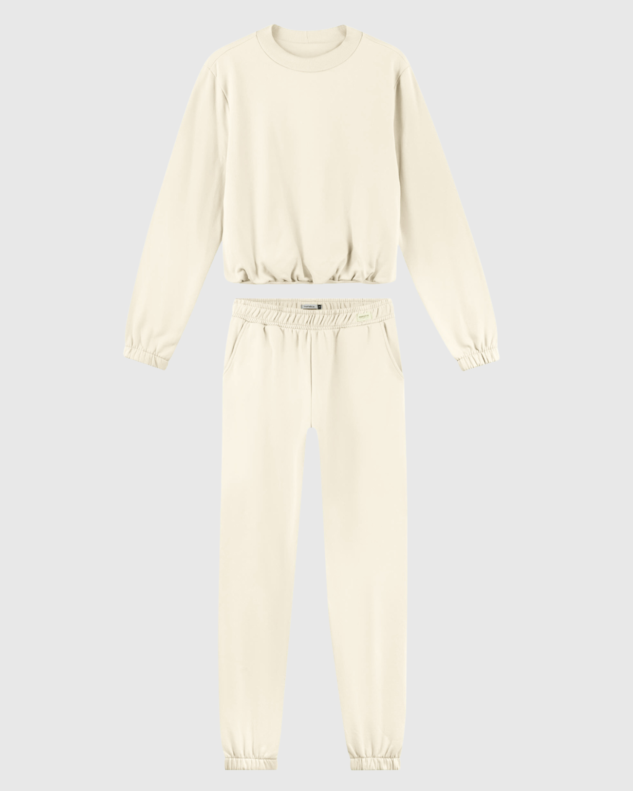 Conjunto Moletom Feminino Marialícia Bege Algodão Casual