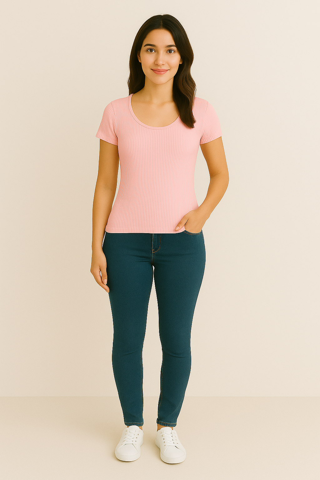 Blusa Marialícia Manga Curta Canelada Rosa