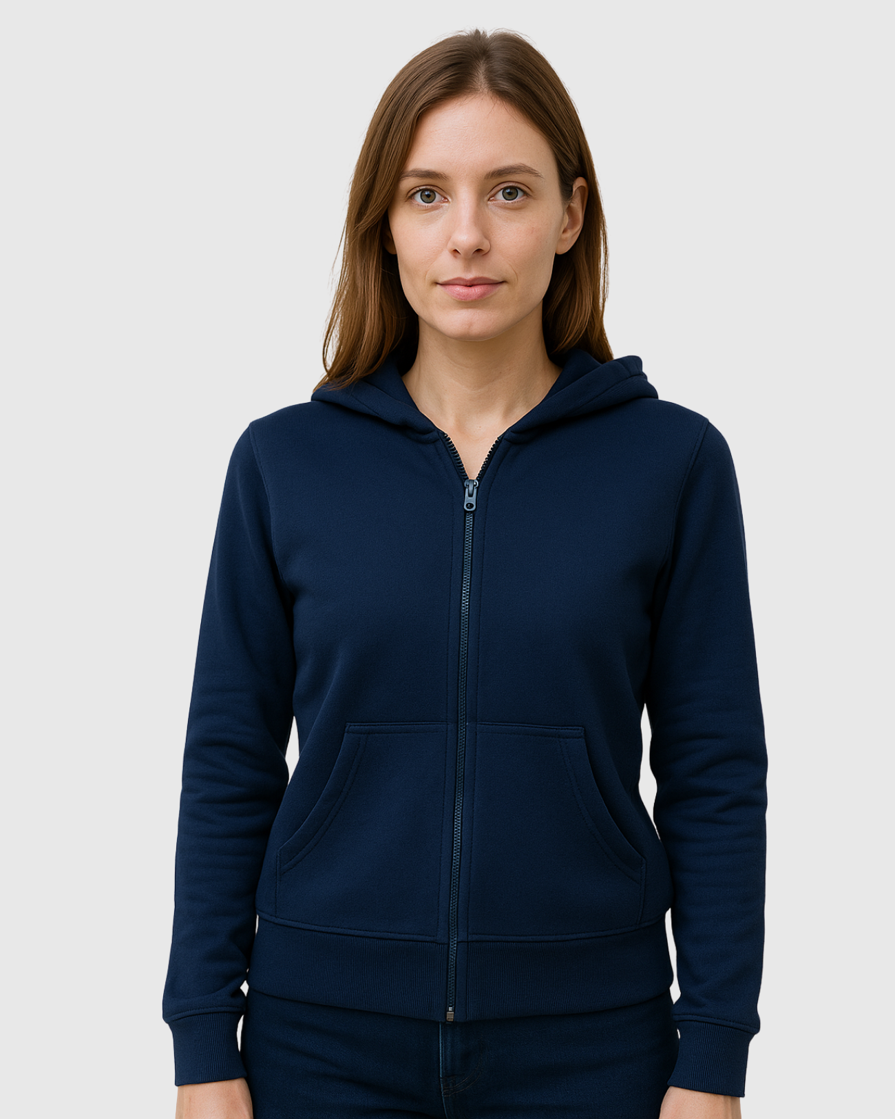 Jaqueta Azul Marinho Marialícia Feminina em Moletom com Capuz