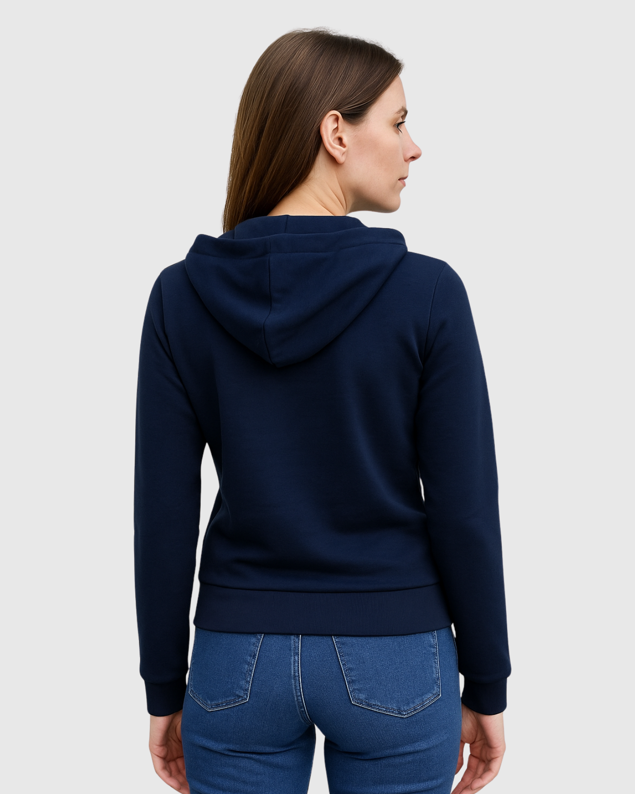 Jaqueta Azul Marinho Marialícia Feminina em Moletom com Capuz