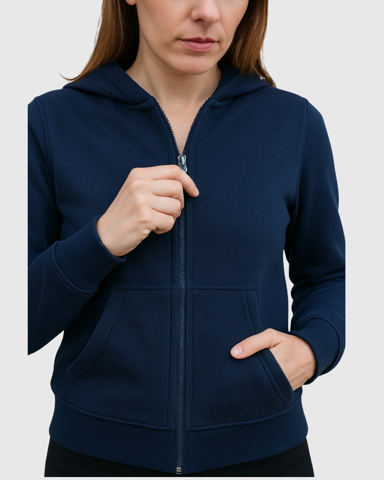 Jaqueta Azul Marinho Marialícia Feminina em Moletom com Capuz