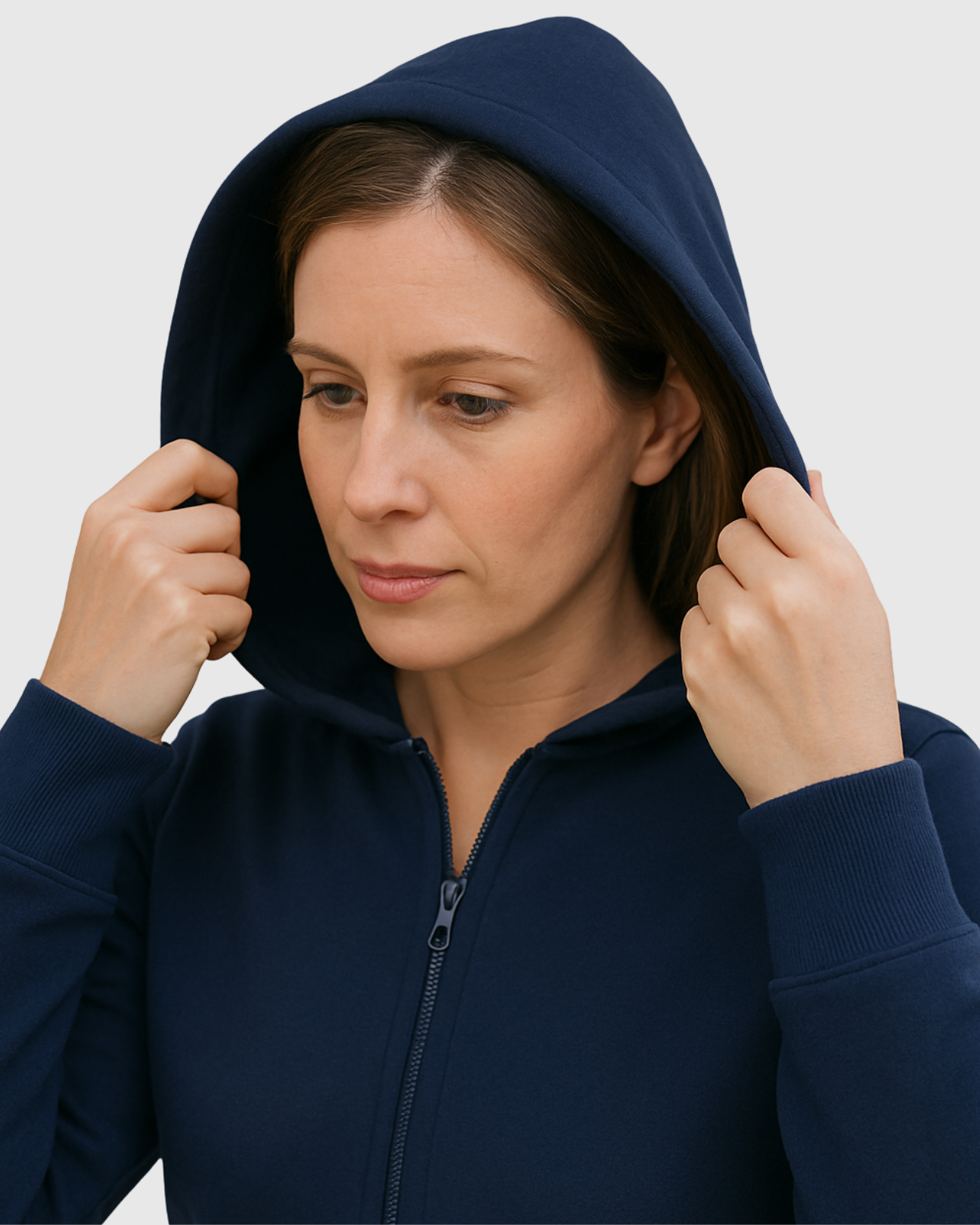 Jaqueta Azul Marinho Marialícia Feminina em Moletom com Capuz