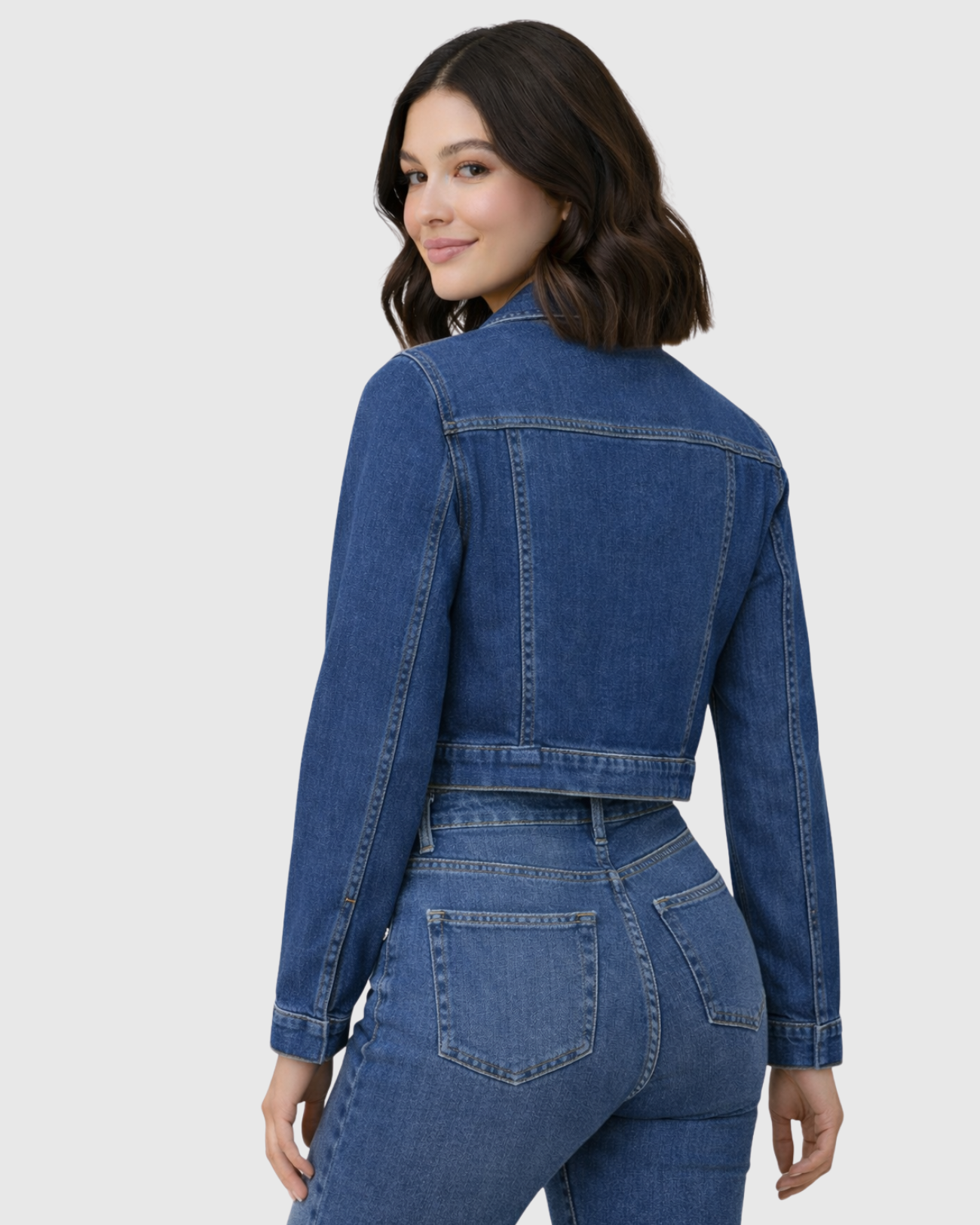 Jaqueta Cropped Jeans Feminina Azul - Oppnus com Elastano