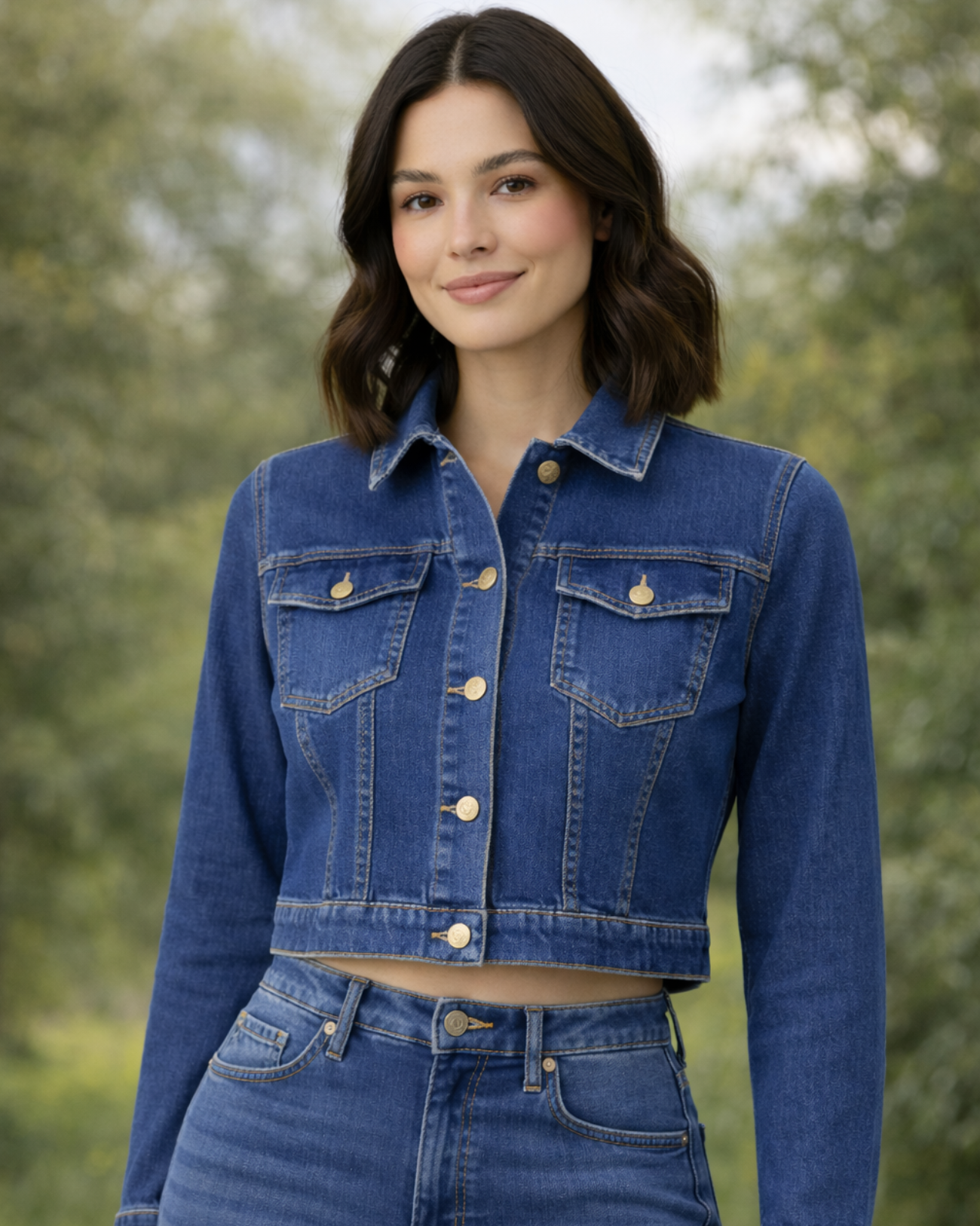 Jaqueta Cropped Jeans Feminina Azul - Oppnus com Elastano