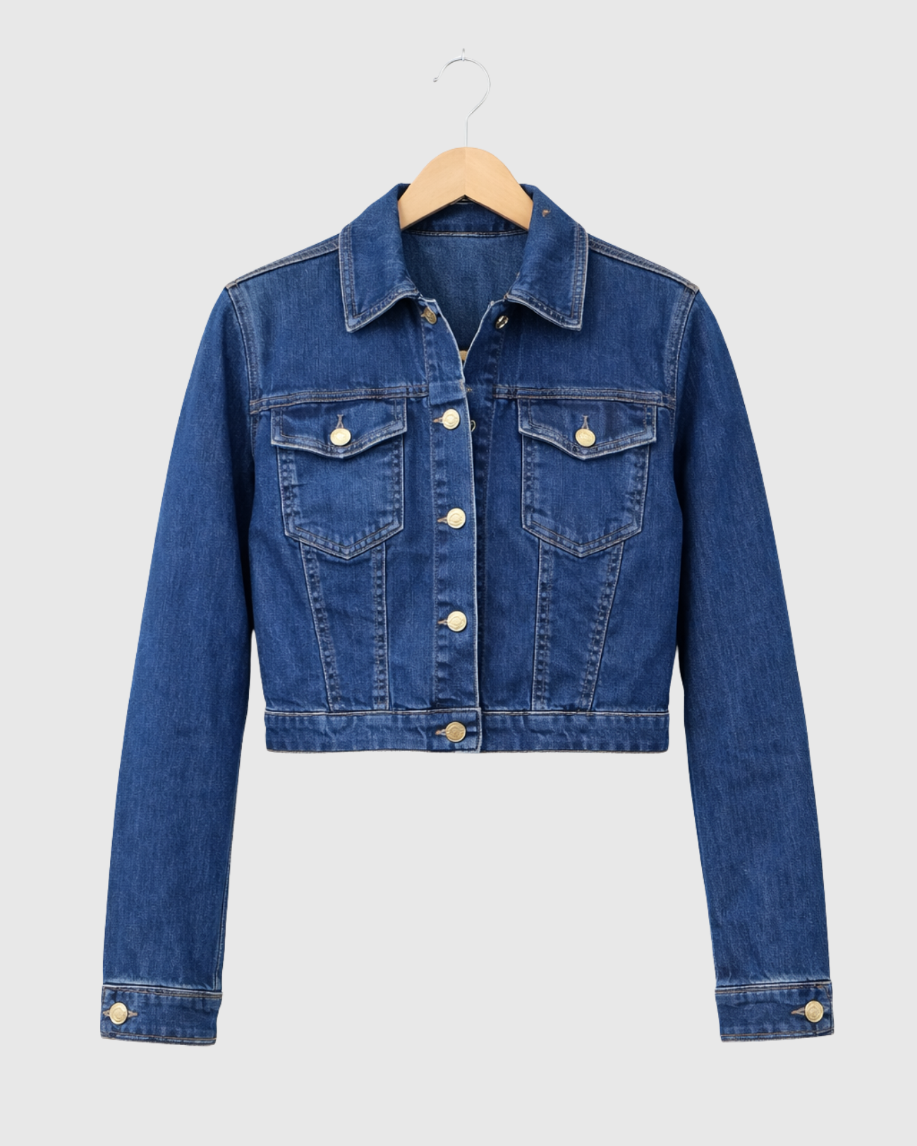 Jaqueta Cropped Jeans Feminina Azul - Oppnus com Elastano