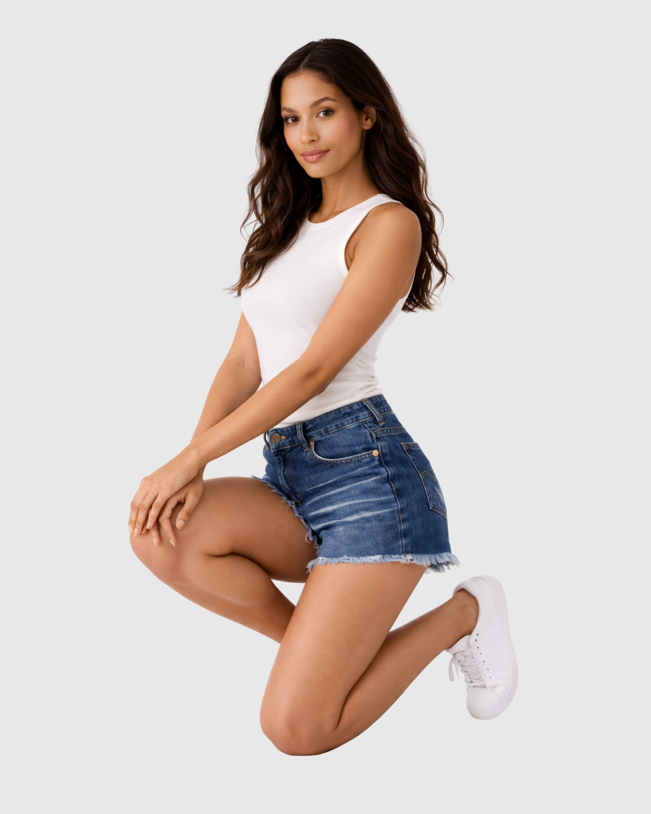 Shorts Jeans Feminino Lebôh Cintura Média Azul Escuro