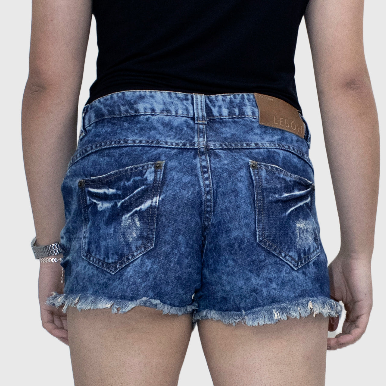 Shorts Lebôh Jeans Denim Azul Escuro -