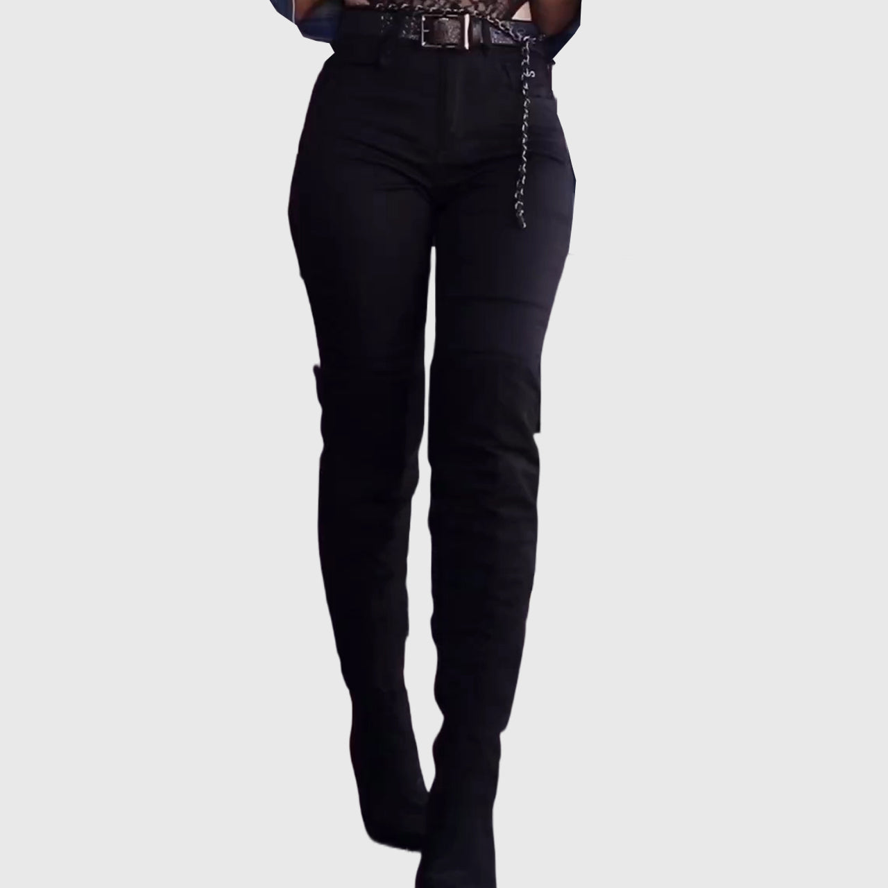 Calça Cintura Alta Oppnus Cigarrete Skinny Jeans Preta - Preto