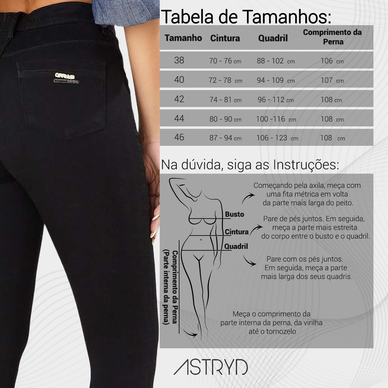 Calça Preta Jeans Cintura Alta Skinny Oppnus -